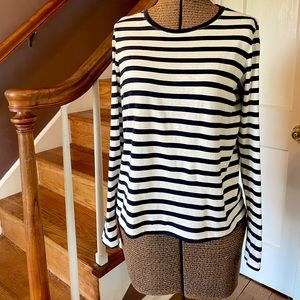 Madewell navy blue and white striped long sleeve tee S
